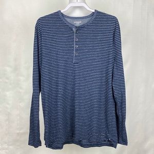 Express Henley Blue Striped Long Sleeve Shirt XL